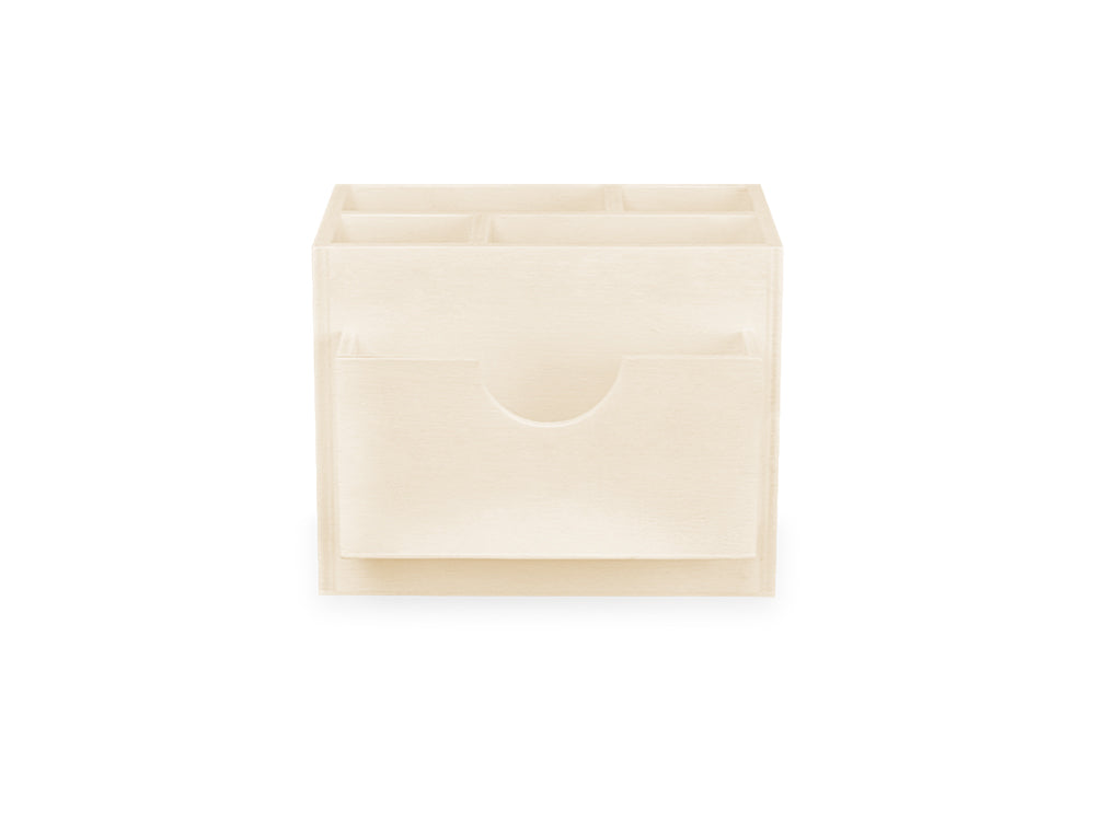 Wood Craft: 4.3"x4.1"x3.4" Desk Caddy 4-Comp + Front Slot