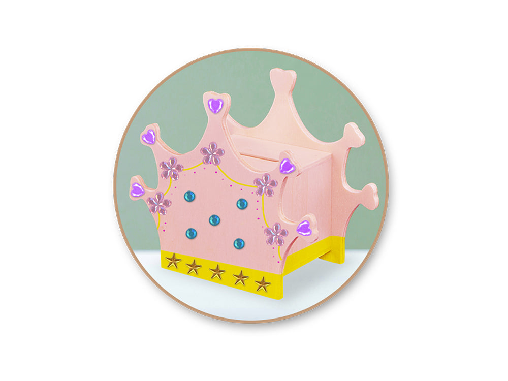 Wood Craft: 4.7" DIY Coin Bank w/Bottom Cap E) Crown