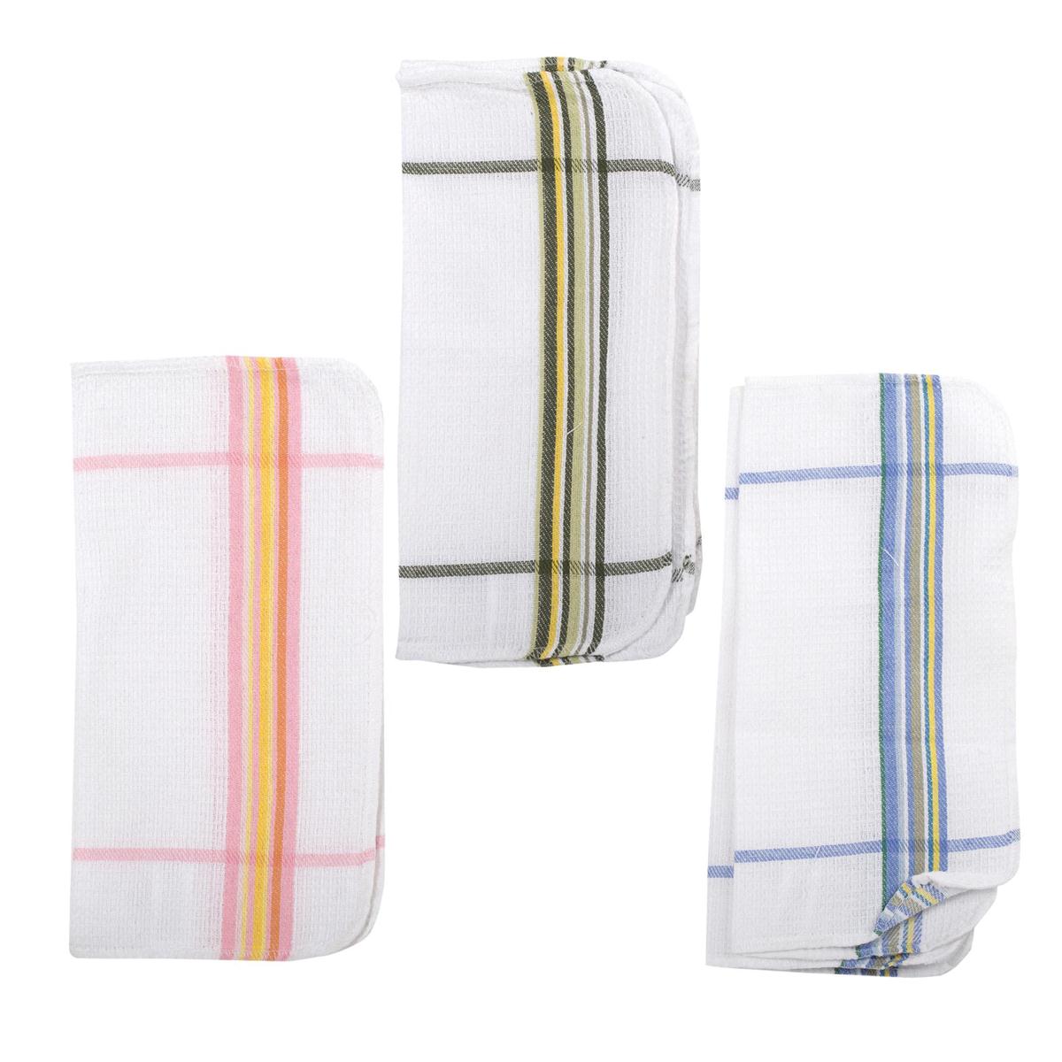 Luciano 2-pc 12x12" Striped Waffle Dish Cloth,3 cols.,20g / pc