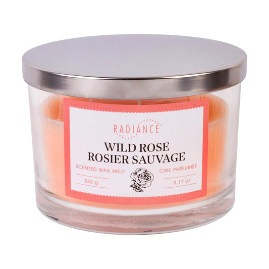 9.5oz Glass Jar Scented Candle, 3-wick w/Lid, Wild Rose