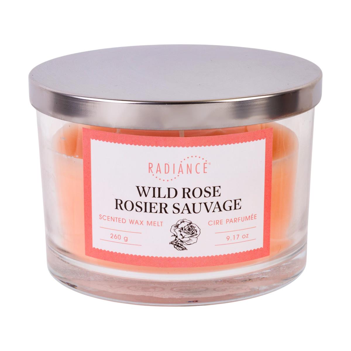 9.5oz Glass Jar Scented Candle, 3-wick w/Lid, Wild Rose