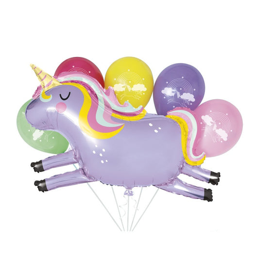Unicorn Giant Foil & Latex Balloon Bouquet Kit  6pc