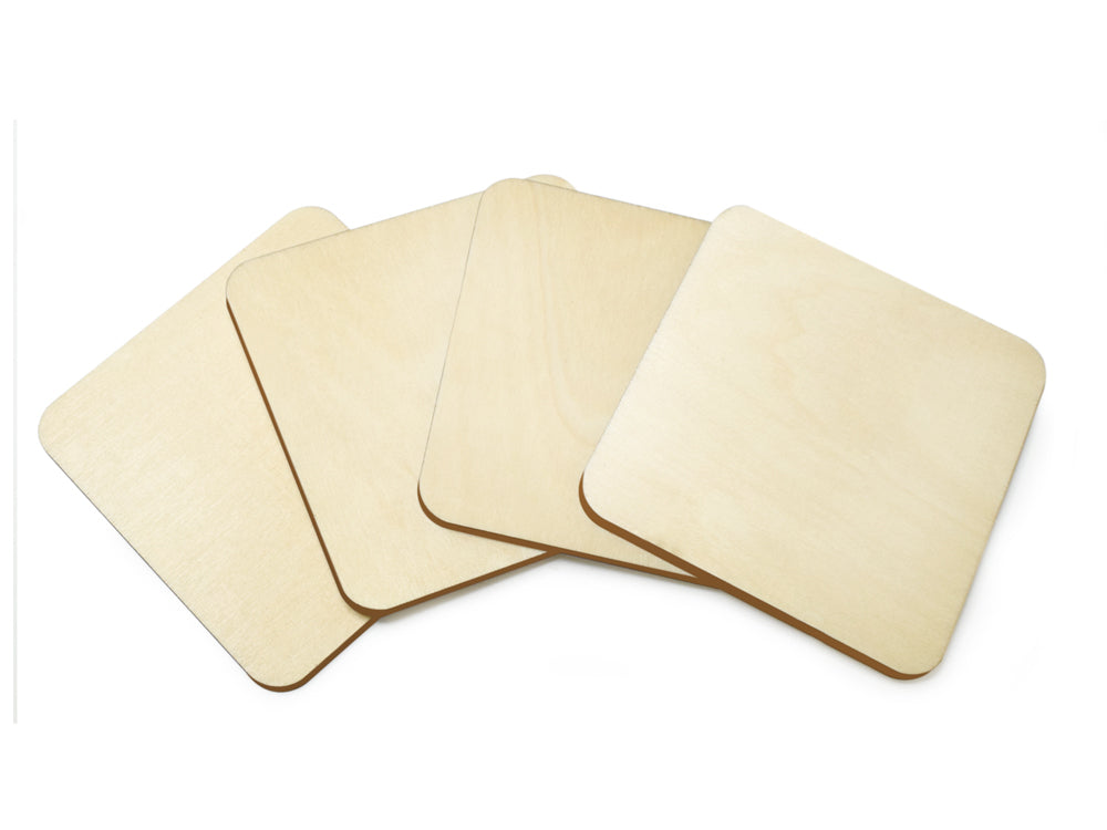 Craftwood: 9.5cm DIY Plywood Coasters 4pc 5mm(T) B) Square