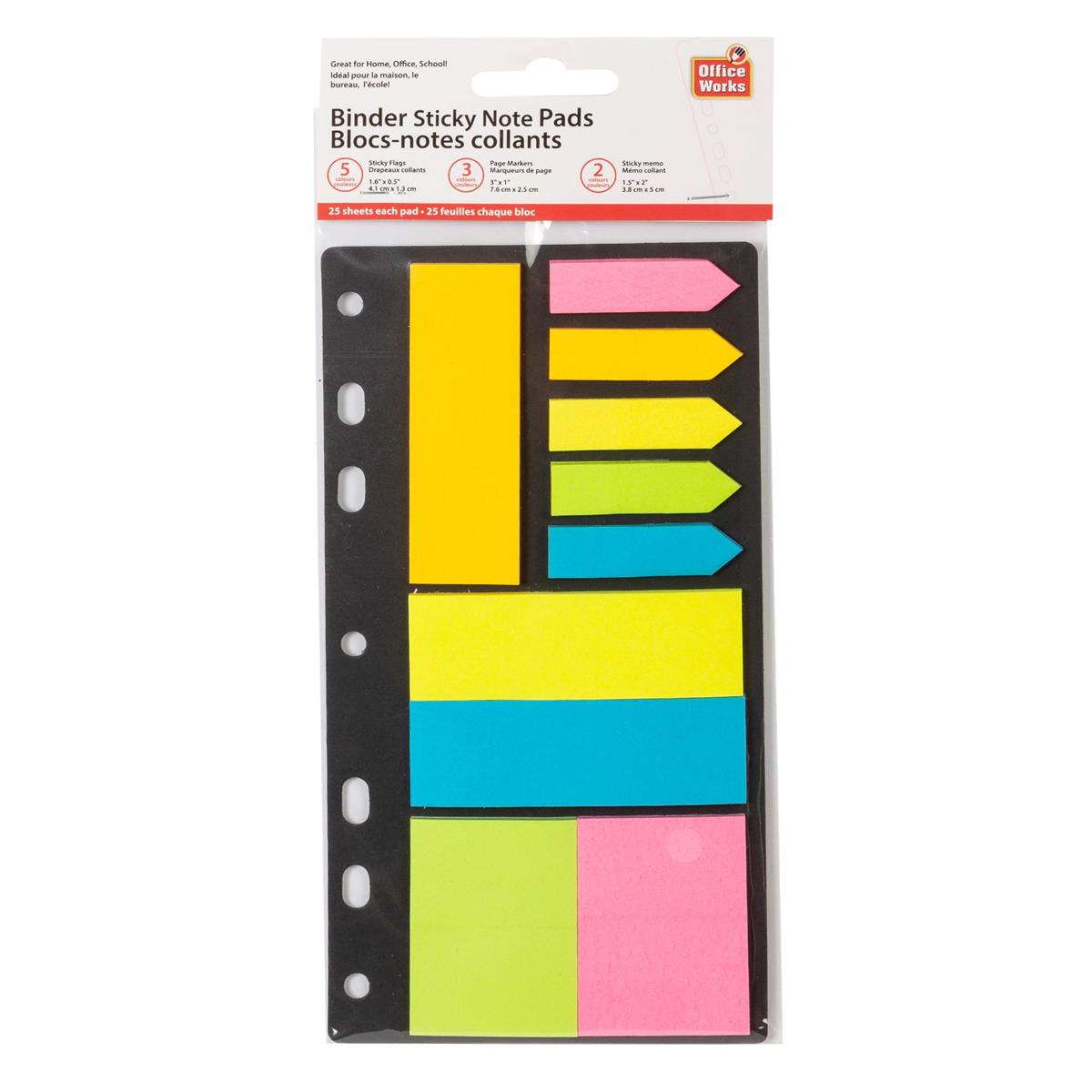 O.WKs.25-sheet Sticky Notes, 10-pack 3-sizes, PBH