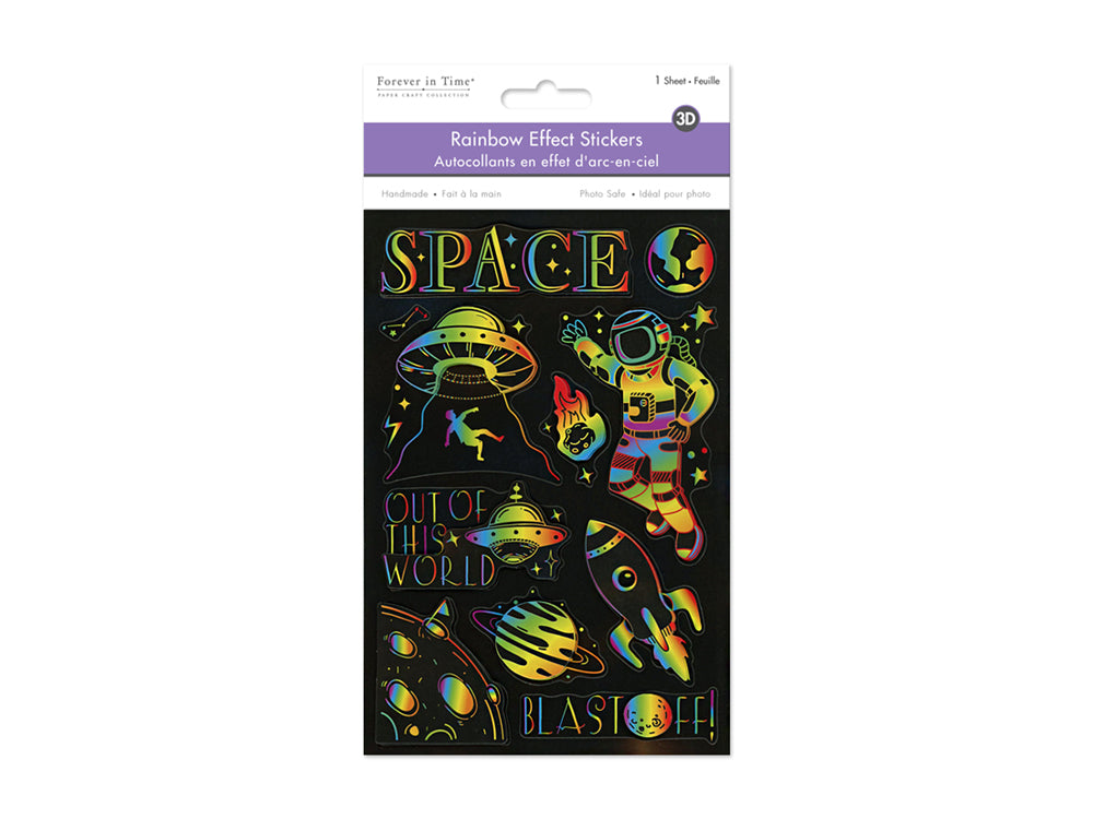 Handmade Sticker: 4.9"x7.3" 3D Rainbow Effect C) Out Of This World