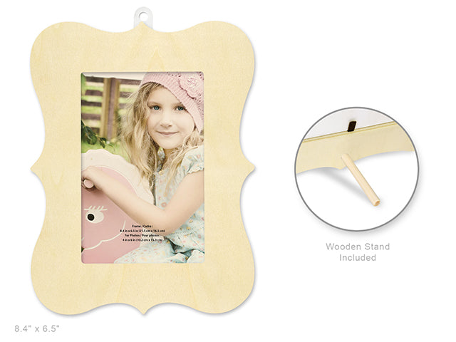 Wood Craft: Natural DIY 8.38"x6.44" Photo Frame B) Bracket Border