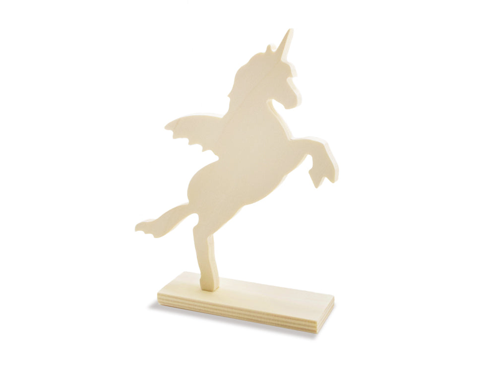 Wood Craft: 8.25" DIY Rearing Animal on Stand 9.5mm(T) B) Unicorn