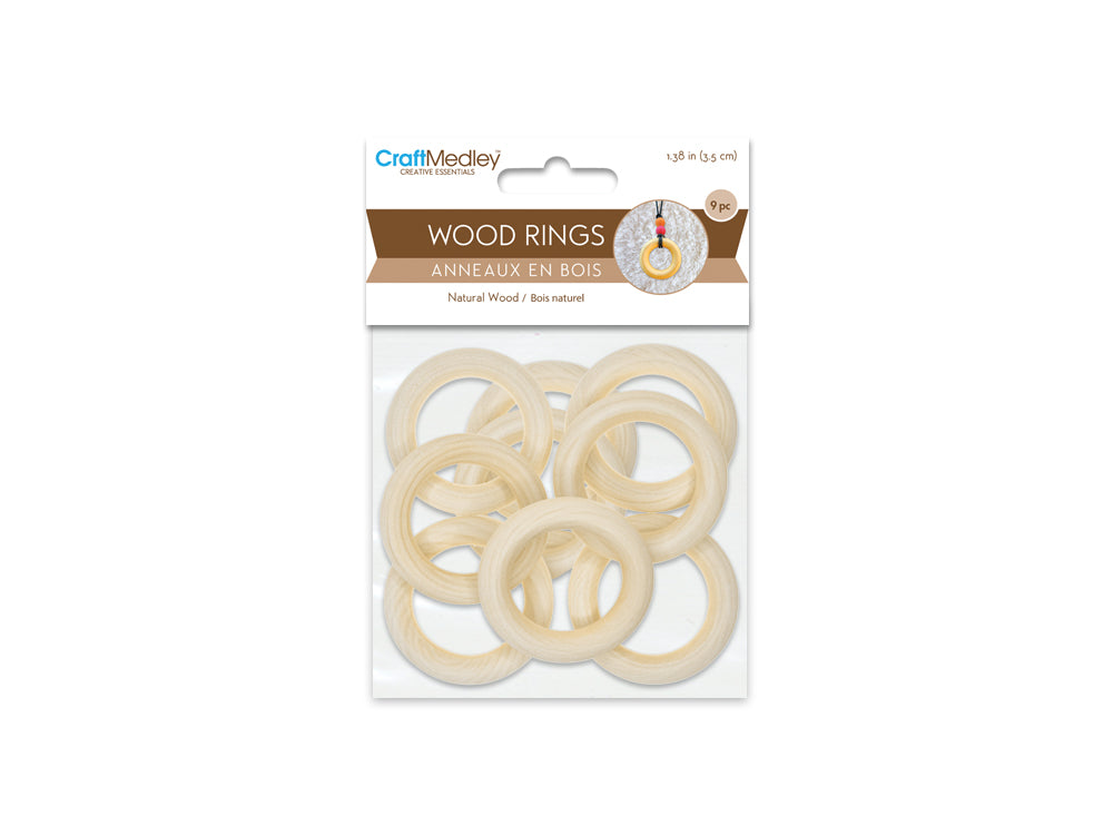 Craftwood: 35mm Craft Rings x9 Natural