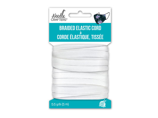Needlecrafters: 6mm Braided Elastic Cord 5.5yds (5m) A) White