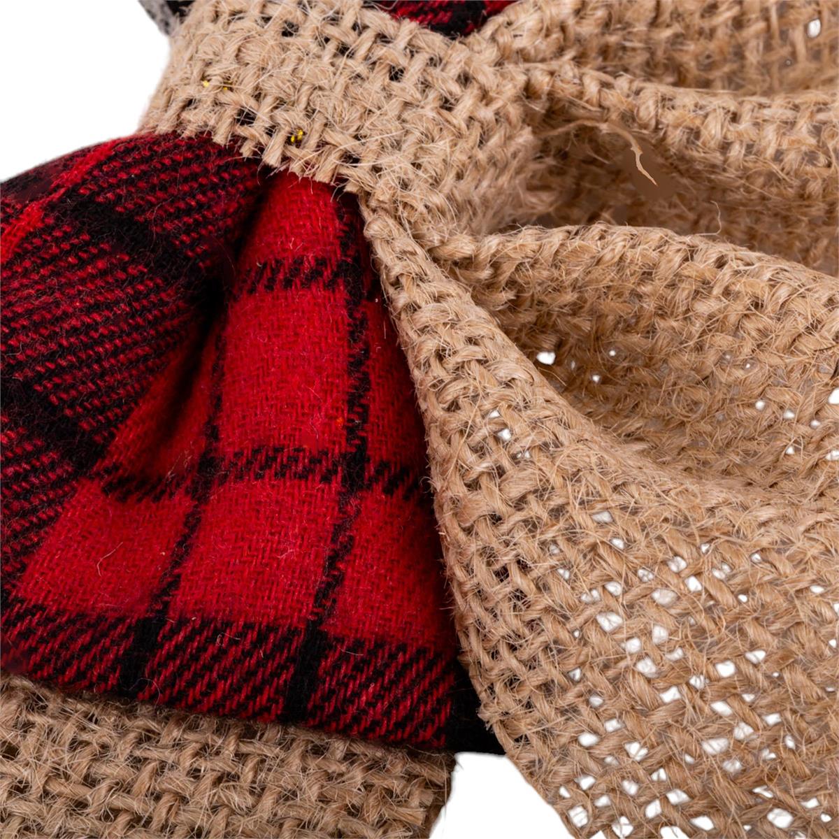 Deco.N 3pk 5x4.5" Jute/Plaid Bow DÃ©cor,T.O.C.
