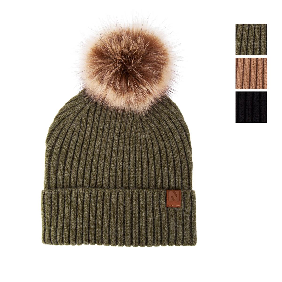 Nordic T.  "Brooke" Beanie w PomPom Ladies, 3asst, single layer, ht