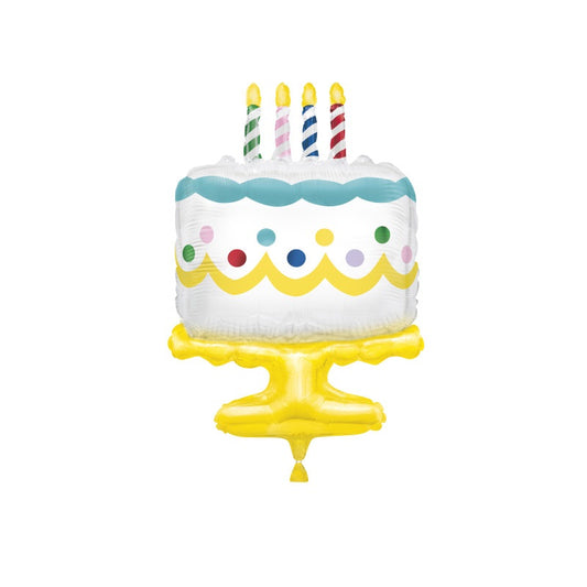 Giant Birthday Cake Shaped Foil Balloon 25"  Packaged