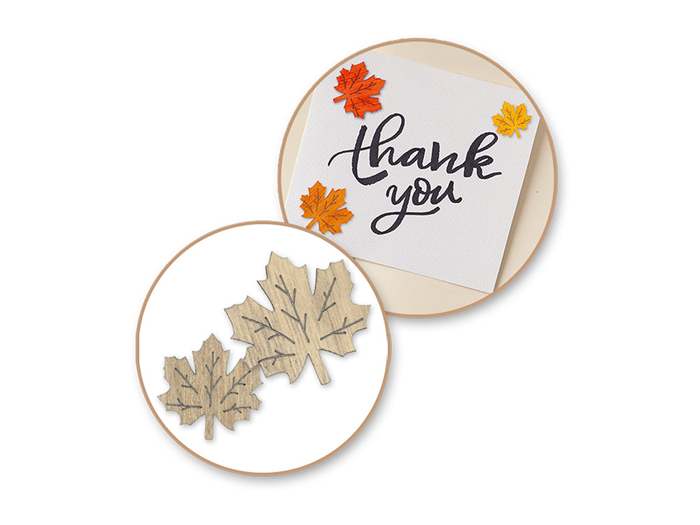 Wood Craft: 3cm+4cm Laser-Cut Ornate Wood Shapes 24pc C) Maple Leaf