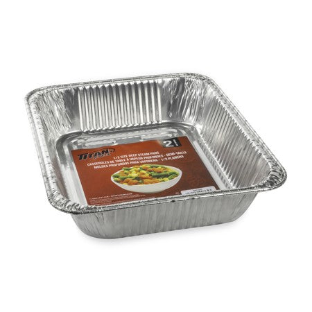 TITAN FOIL HALF SIZE STEAM TABLE PANS DEEP 2/PK