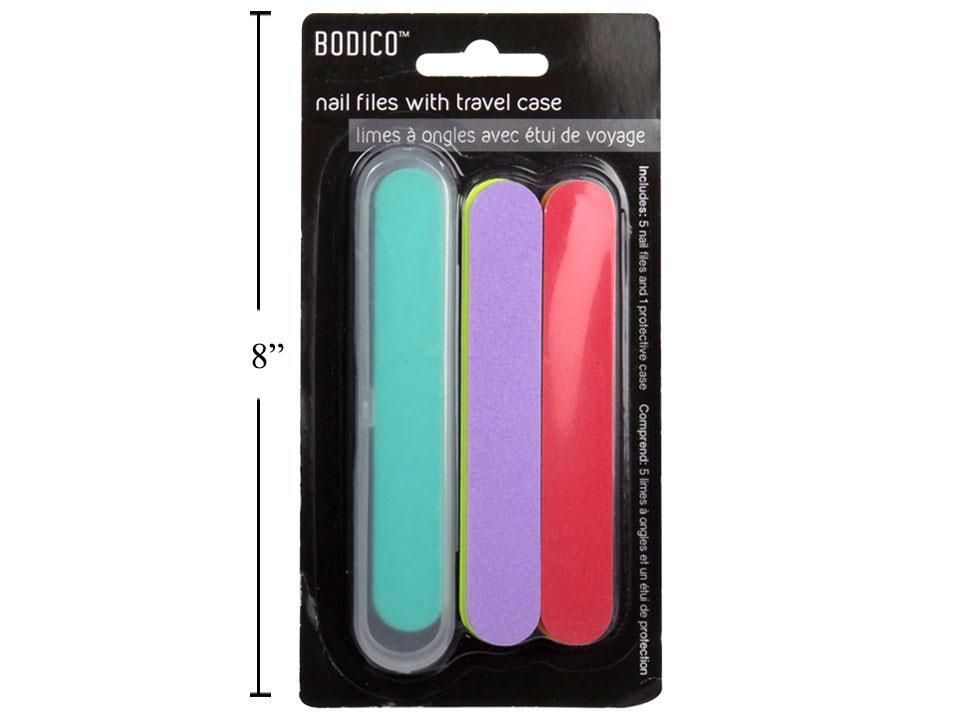 Bodico 5-pc Nail Files w Travel/ Protective Case, b/c(HZ)