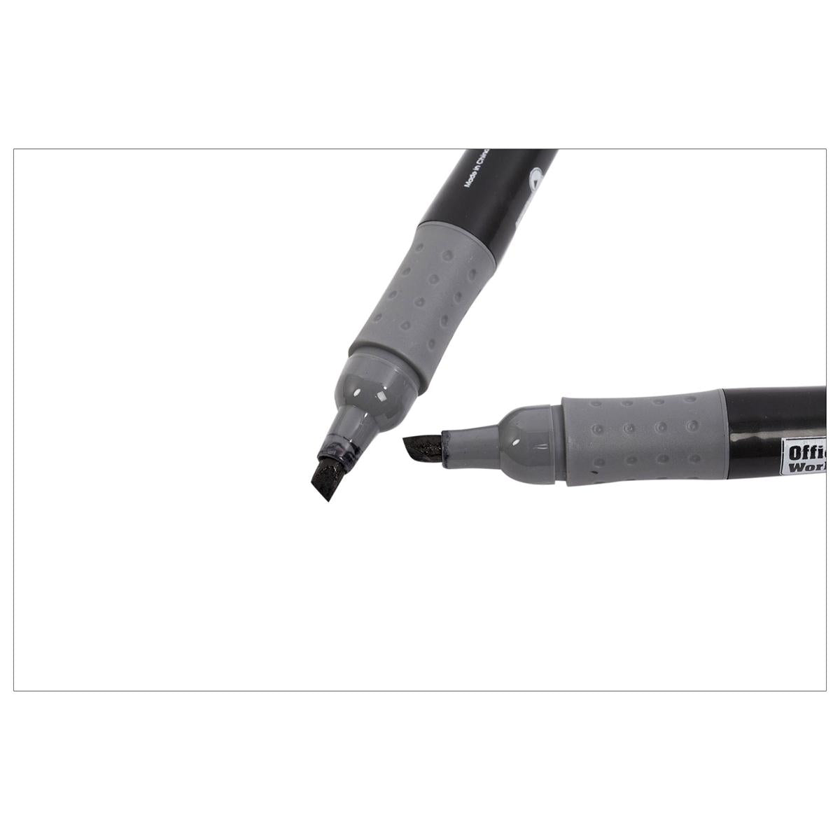 O.WKs. 2-pc Permanent Marker,  Black, Chisel Head, b/c