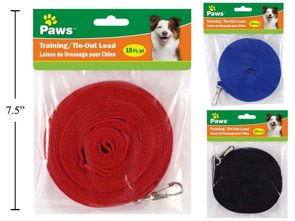 PAWS. 15-ft Training/Tie-out Lead,  3 col. (DR98838)