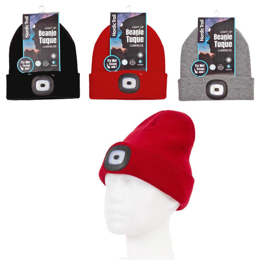 NordicT. Beanie w/Removeable LED Lt ,USB Rechargeable, o/s, 3/c, h/c