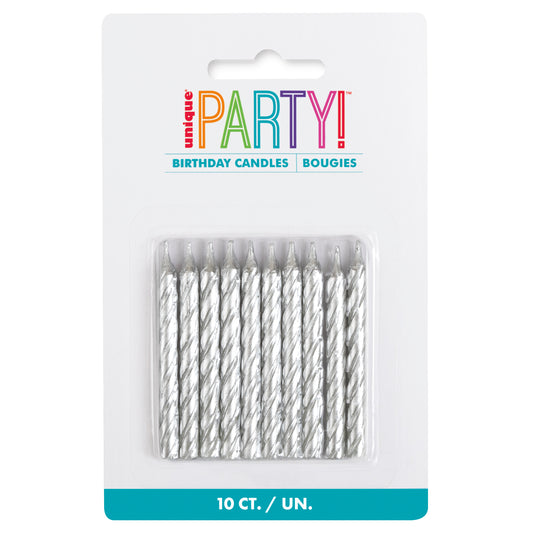 Silver Spiral Birthday Candles  10ct