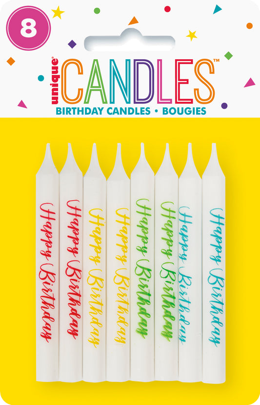 Happy Birthday Assorted Cake Candles 8ct Party Pack