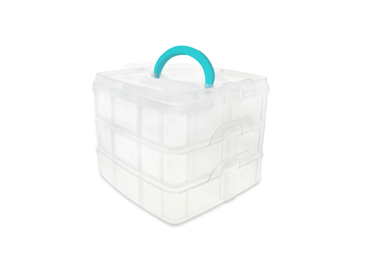 Craft Storage: 5.9"x5.9"x4.9" Organizer Box 3/pk Snap-Tight w/Handle