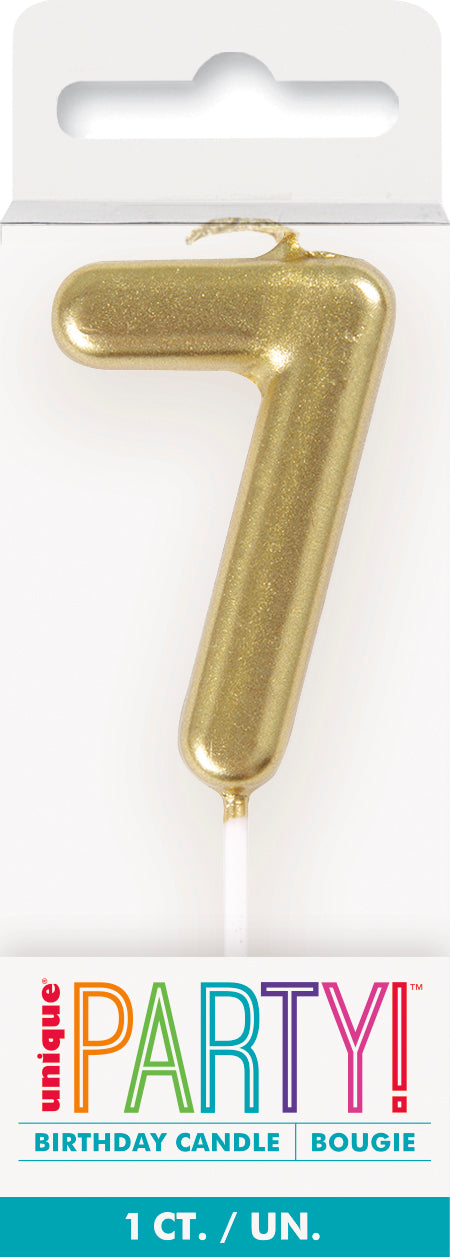 Metallic Gold Number 7 Birthday Candle – Cake Topper Pick