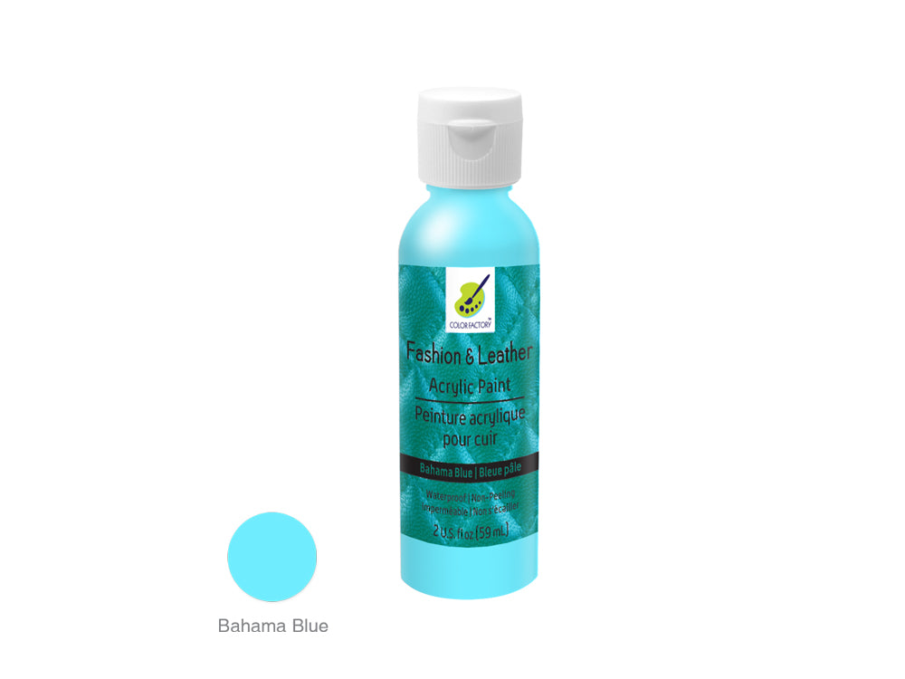 Color Factory: 2oz Fashion & Leather Acrylic Paint LD01-LD10 LD08) Bahama Blue