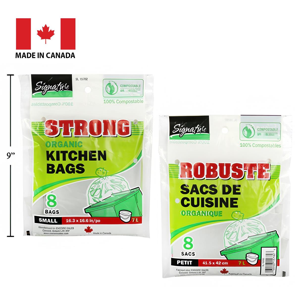 SiG.Kit  8-pc 16.3x16.6"Compostable  Small Kitchen Bags