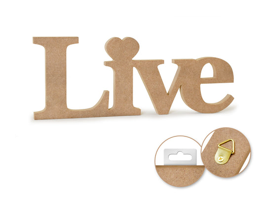 Wood Craft: 12" DIY Word Decor- MDF Standing A) Live