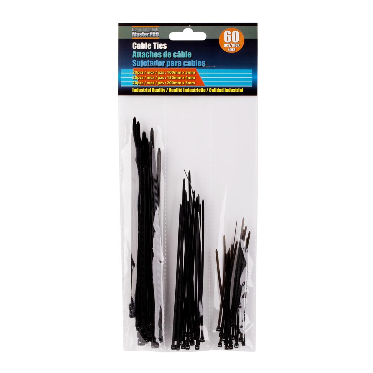 Master Pro 60-pc. 3-Size Cable Ties Black, pbh