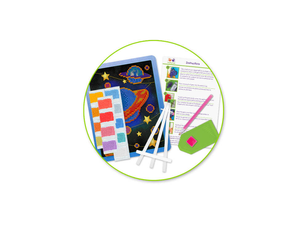 Krafty Kids Kit: 8.8"x6.8" DIY Diamond Painting Kit w/Easel D) Outer Space