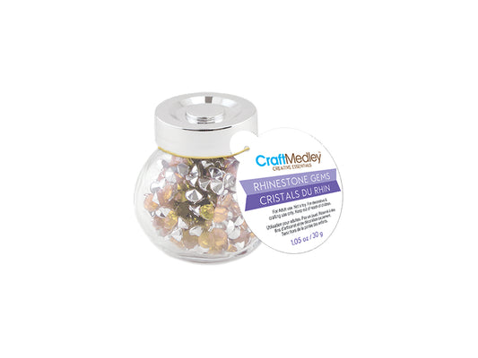 Craft Embell: 6mmx4.5mm Rhinestone Diamond 30g in Glass Jar w/Screw Cap G) Gold