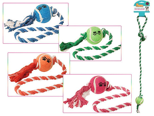 PAWS. 29" Rope Tug Toy w/Ball, 4/c  (A388667)