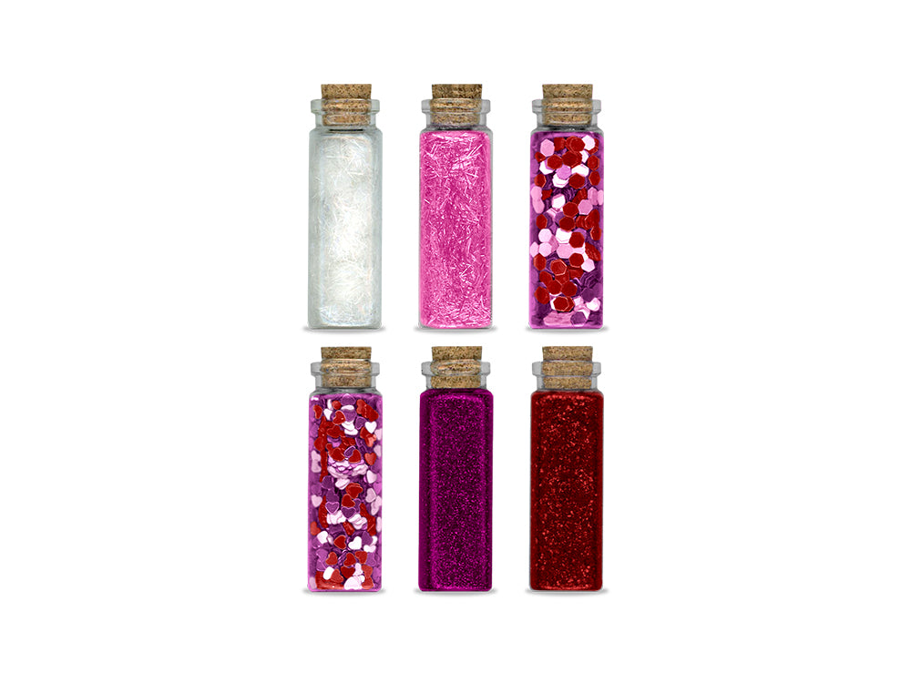 Craft Medley: 50.4g Glitter/Confetti Vials Asst w/Cork Lid (6x8.4g) C) Rouge