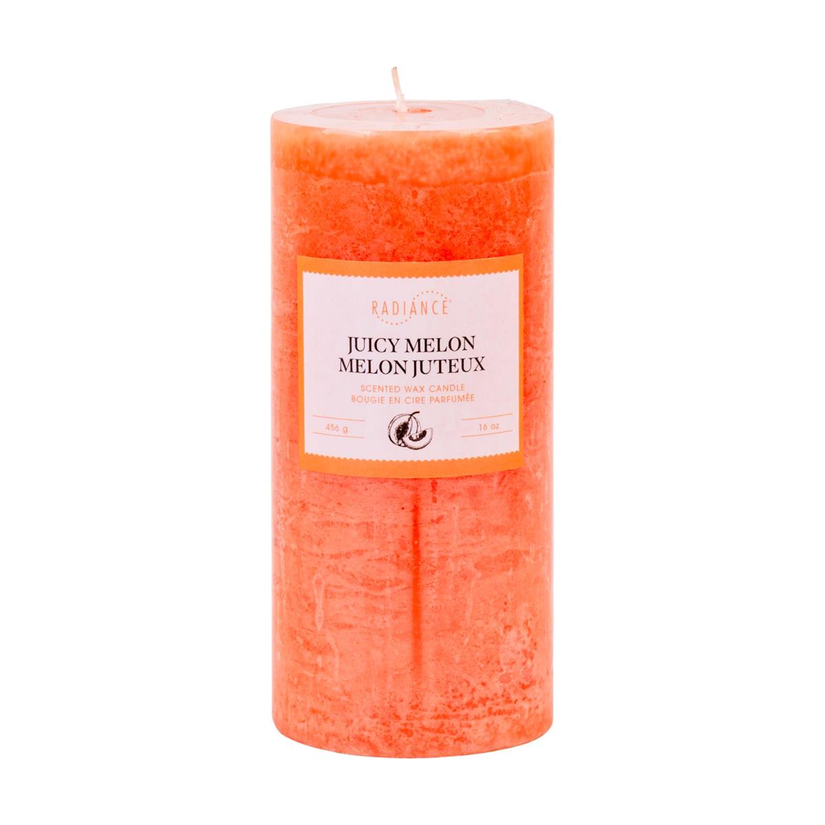 Frosted Scented Pillar Candle, 2.7"x 5.8", Juicy Melon