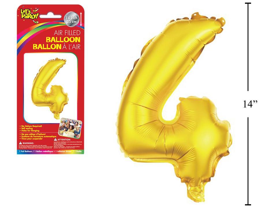 Let's Party "4" Gold Air Filled Balloon,14"
