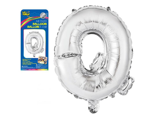 Let's Party "Q" Silver Air Filled Balloon, 14"