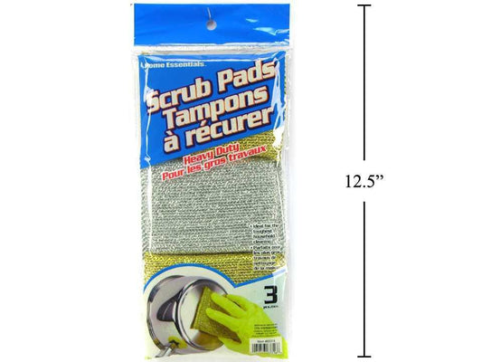 H.E.  3-pc Heavy Duty Scrub Pads,  printed opp bag