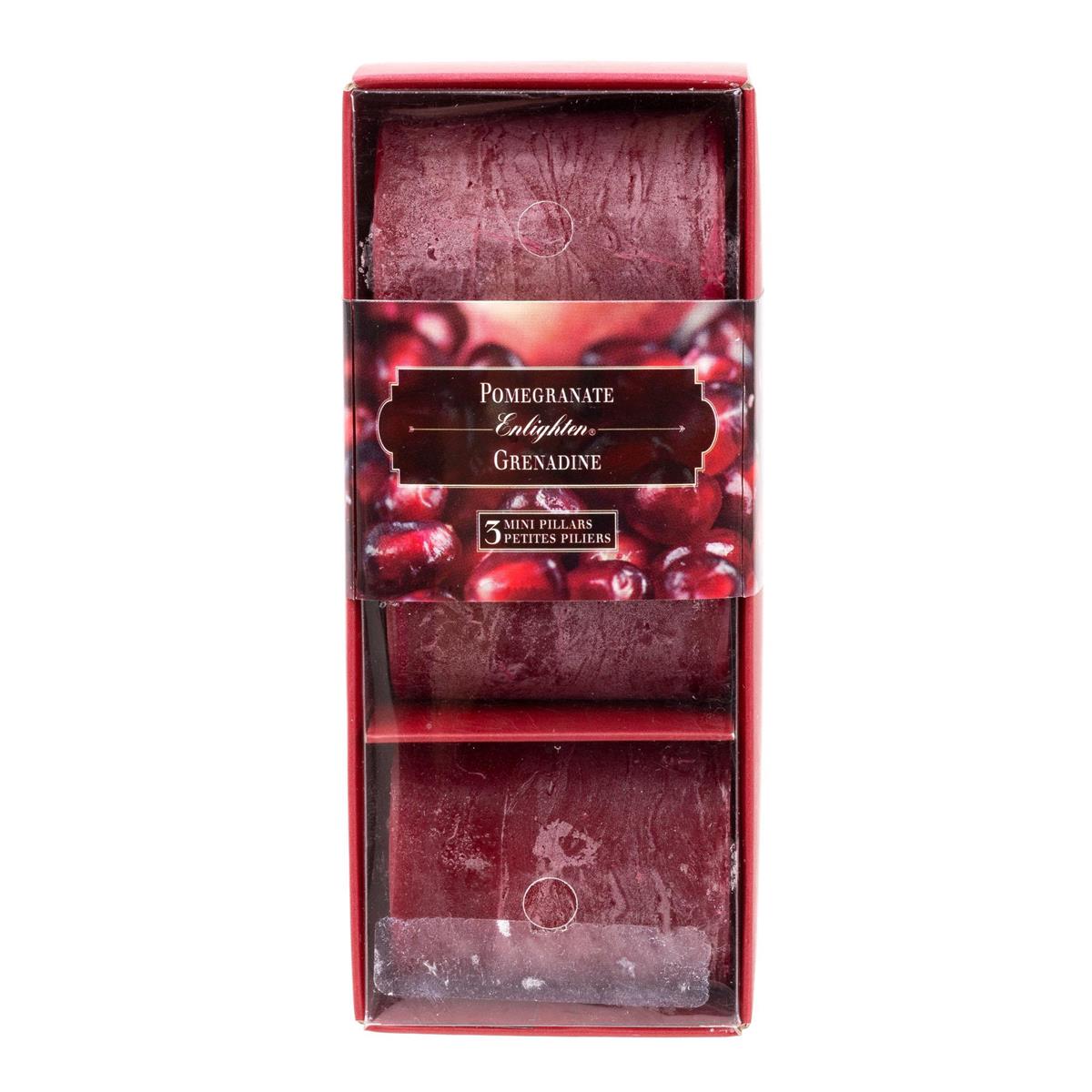 KG Enlighten 3Pk 2" Min Pillars Scented, Pomegranate (Az)