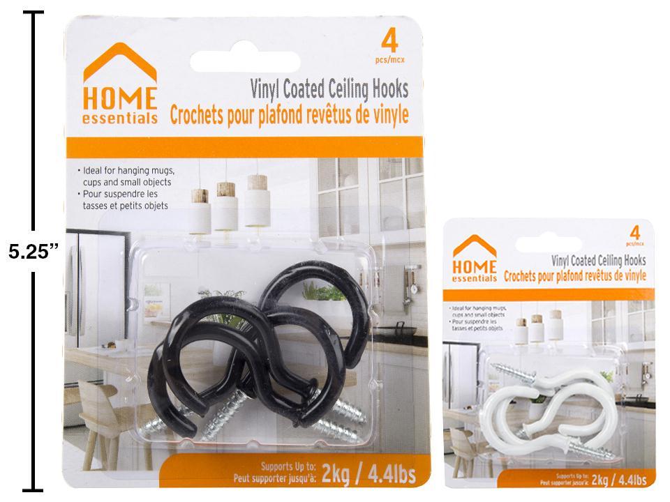 H.E., 4-pc Vinyl Coated Ceiling  Hooks, 2 col., b/c