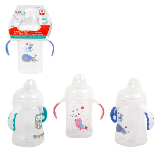 Tootsie Baby, 10oz Soft Spout Sippy w Handle, 3asst, h/c
