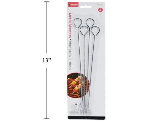 Luciano  4-pc 10" Chrome Skewer,  b/c