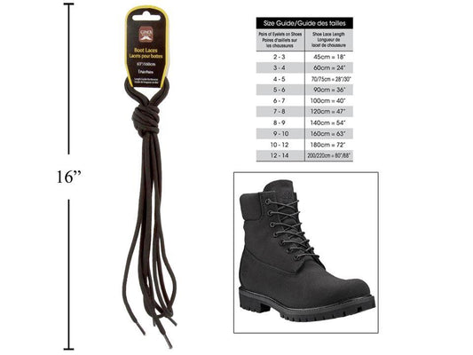 Gino's 63" Boot Laces, Black, H/C