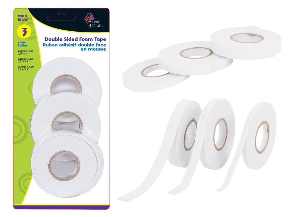 T4C 3 Rolls Crafting Foam Tapes 6ft Rolls, 0.25"/0.37"/0.5"Width.