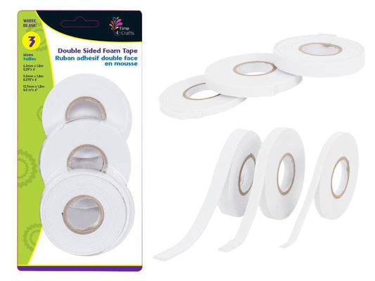 T4C 3 Rolls Crafting Foam Tapes 6ft Rolls, 0.25"/0.37"/0.5"Width.