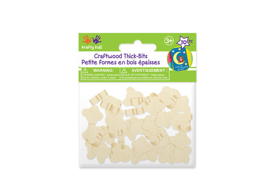 Craftwood: Wooden Thick-Bits 30pc 6mm(T) I) Butterfly Natural