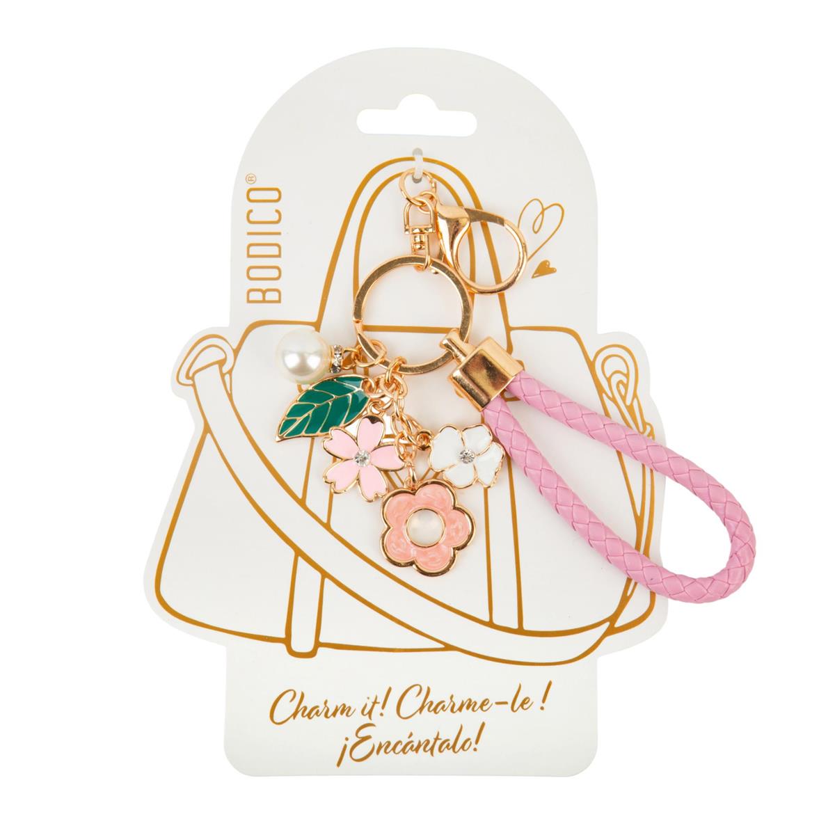 Bodico, Braided Bag Charm w Flower, hc