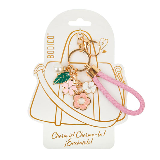 Bodico, Braided Bag Charm w Flower, hc
