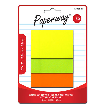 STICK-ON NOTES - 3"x 2", NEON
