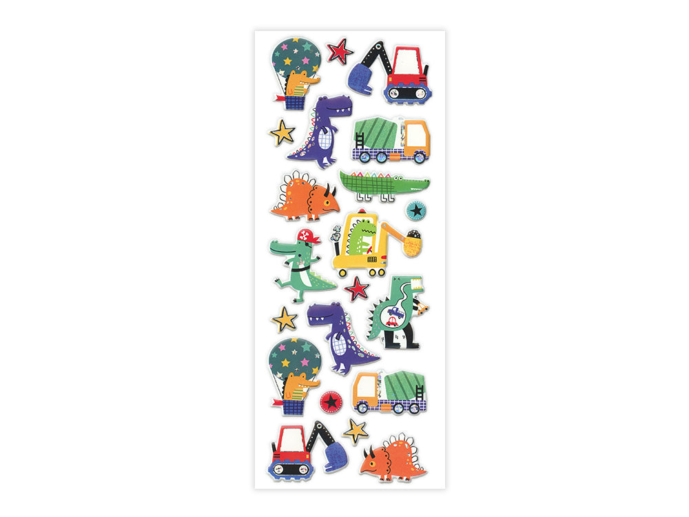 Paper Craft Sticker: 25cmx10cm 3D Puffy Foil G) Active Dino